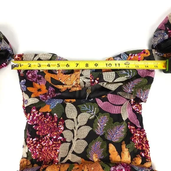 NWT Alamour The Label Flora Sequin Midi Dress Coquette Coconut Resort Maximalist - Picture 3 of 9